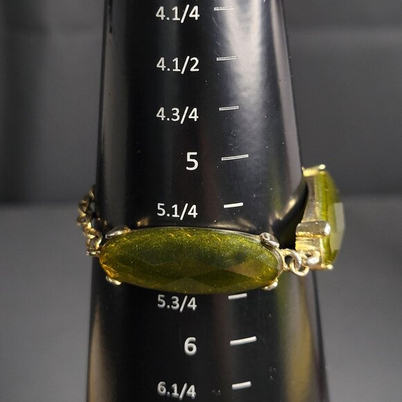 Faceted Green Peridot Stone Gold Tone Bracelet Toggle Clasp Small 5 1/4 in - Picture 7 of 7